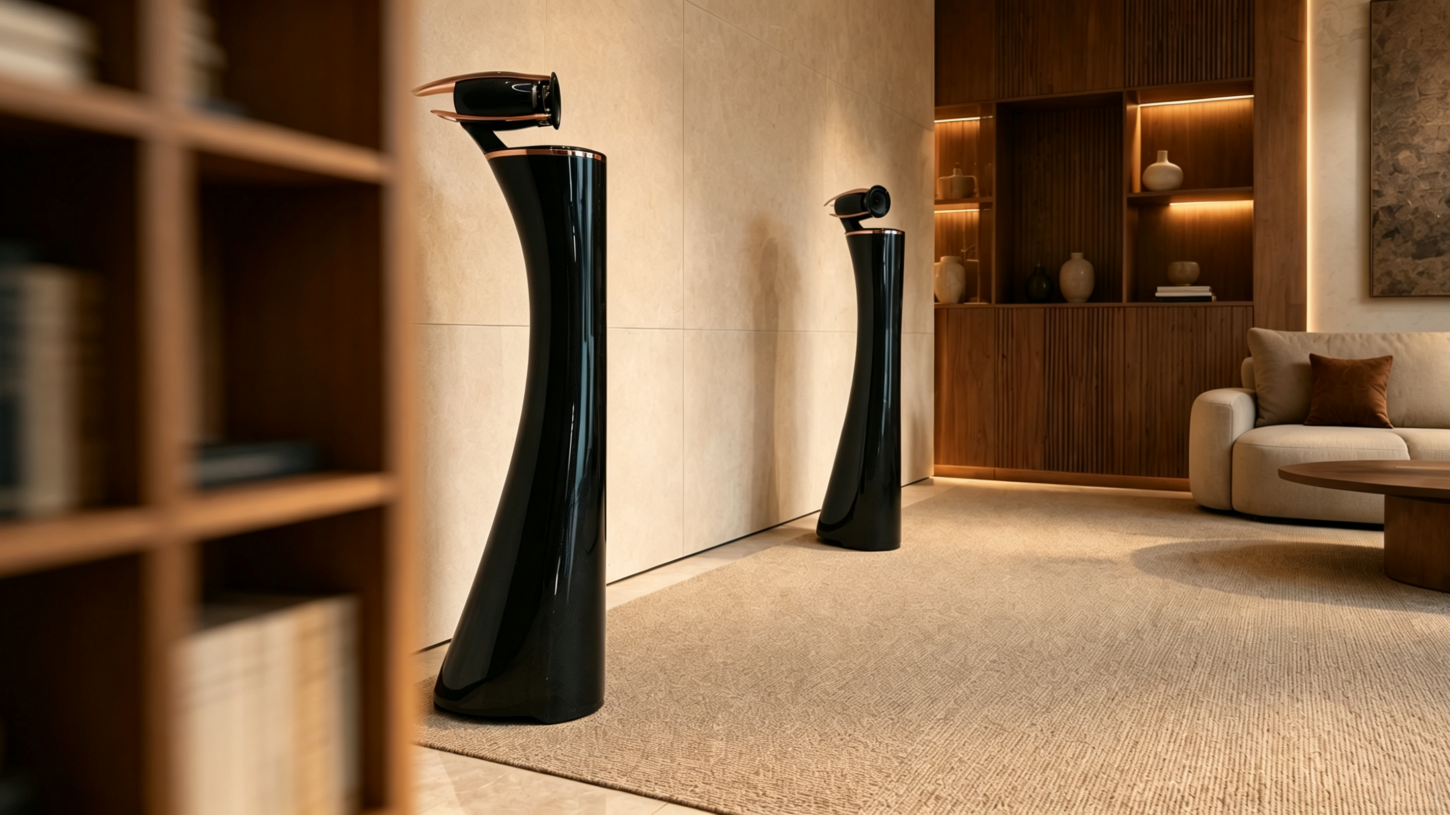 LX88 Black Swan in a warm wood living room